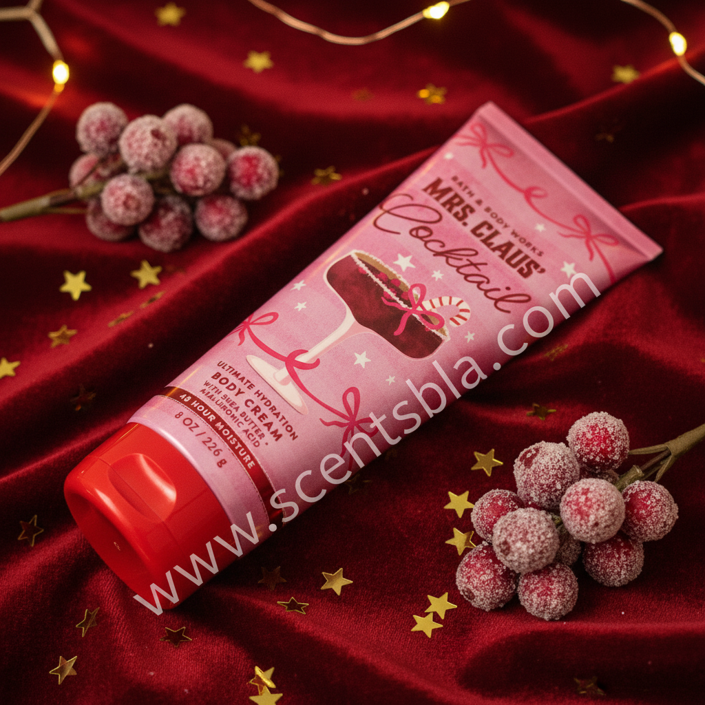 Mrs. Claus' Cocktail Body Cream – Dark Velvet & Gold Fairy Lights Background