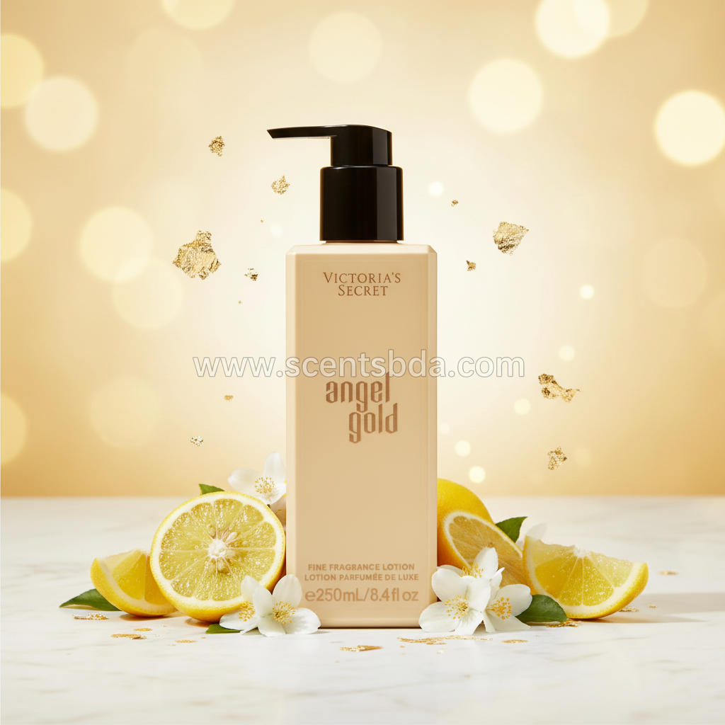 Angel Gold Lotion - Bergamot & Gold with www.scentsbda.com watermark