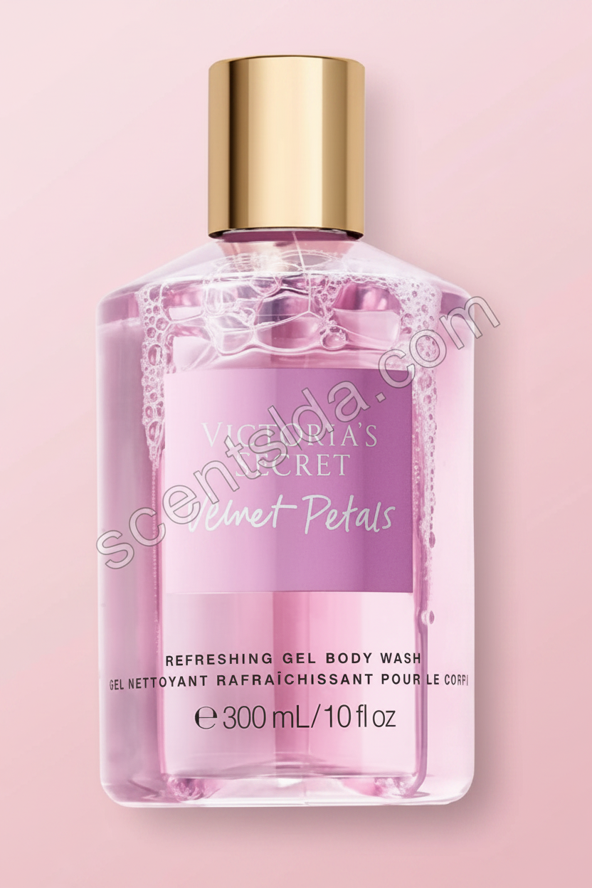 Velvet Petals body wash on solid background