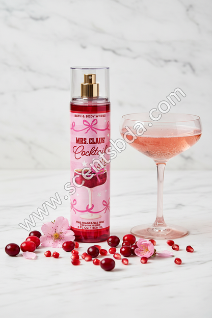 Mrs. Claus' Cocktail Fine Fragrance Mist – Marble & Pink Champagne Background