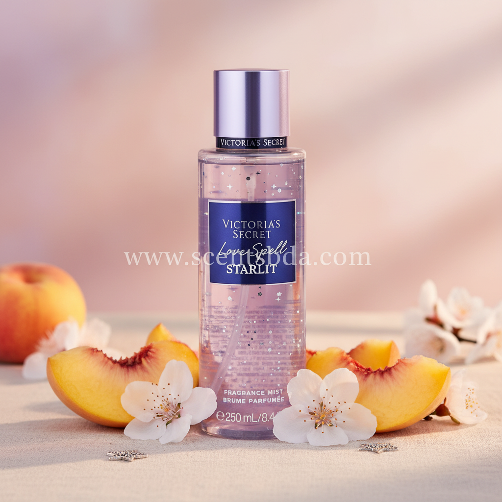 Love Spell Starlit Mist - Peach & Starlight with www.scentsbda.com watermark