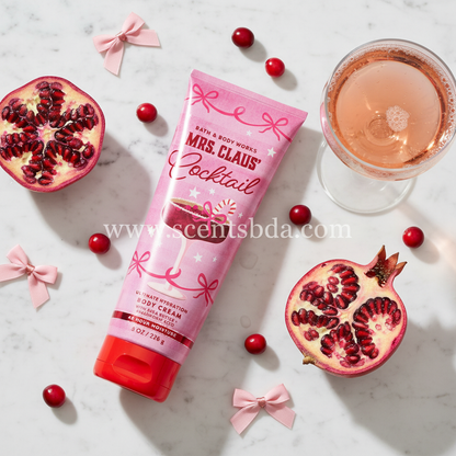 Mrs. Claus' Cocktail Body Cream – Marble & Pink Champagne Background