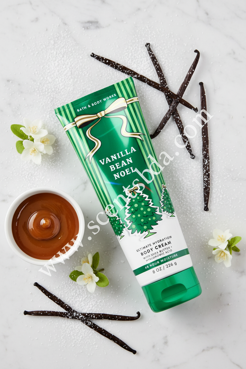 Vanilla Bean Noel Body Cream – Marble & Sugar Editorial Background