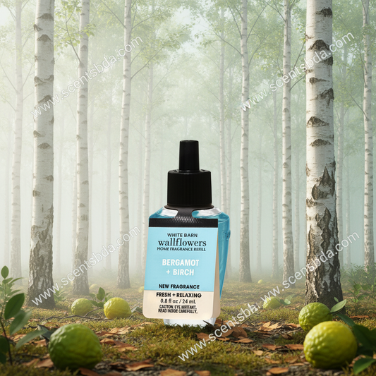 Bergamot + Birch Wallflower Refill - Birch Forest Background