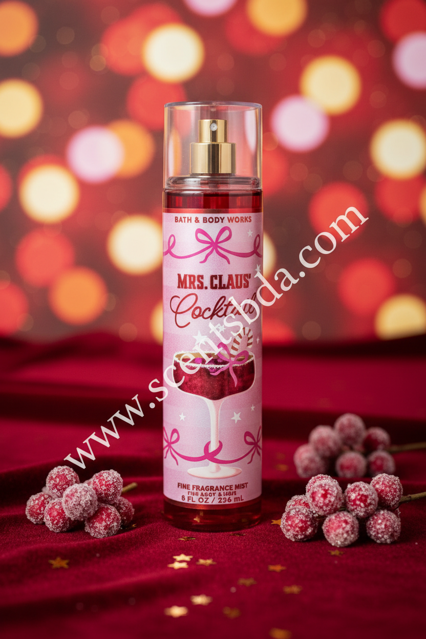 Mrs. Claus' Cocktail Fine Fragrance Mist – Dark Velvet & Gold Bokeh Background