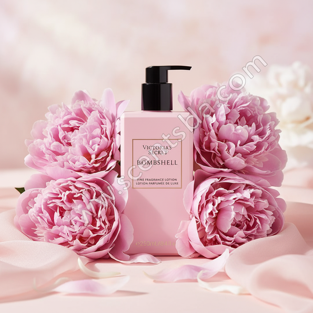 Bombshell lotion - Peony Paradise with www.scentsbda.com watermark