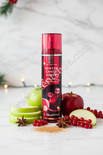 Winter Candy Apple Fine Fragrance Mist – Marble & Cinnamon Sugar Background
