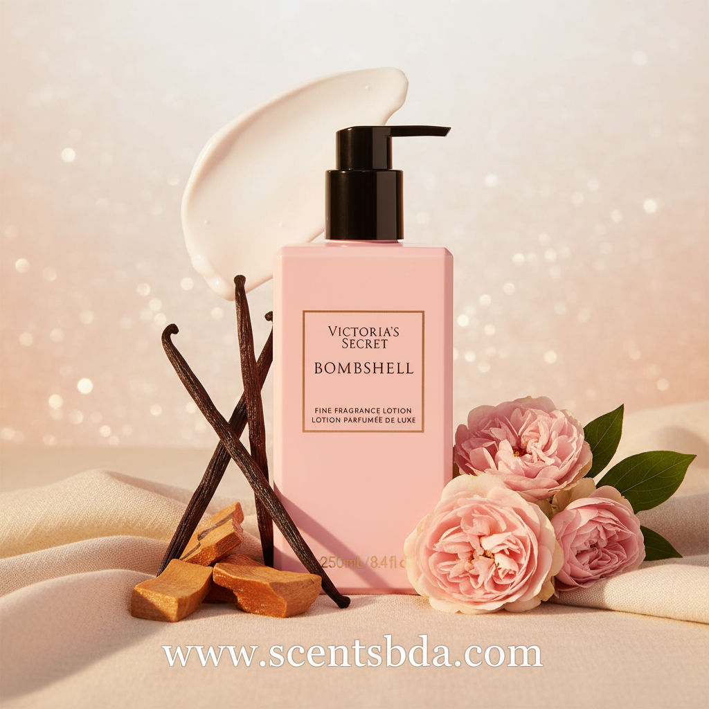 Bombshell lotion - Vanilla Woods with www.scentsbda.com watermark