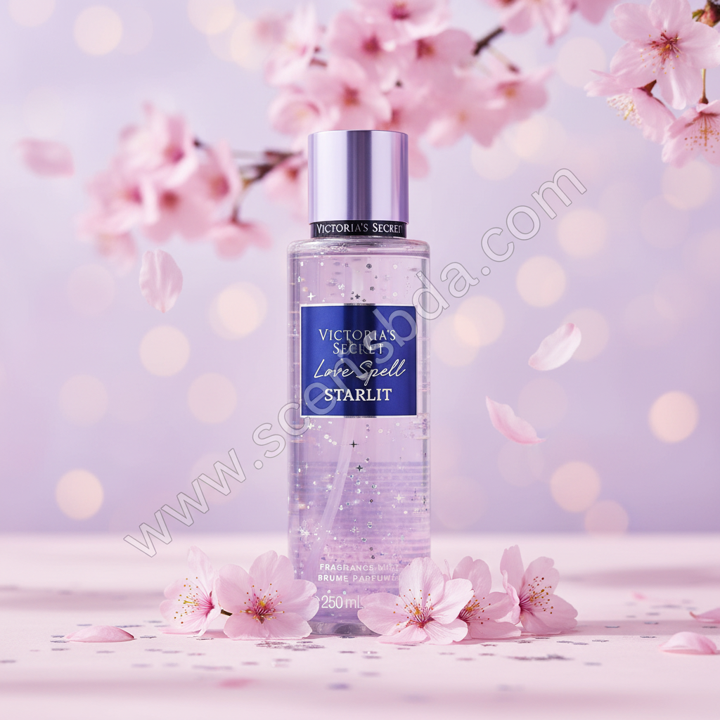 Love Spell Starlit Mist - Cherry Blossom Stars with www.scentsbda.com watermark