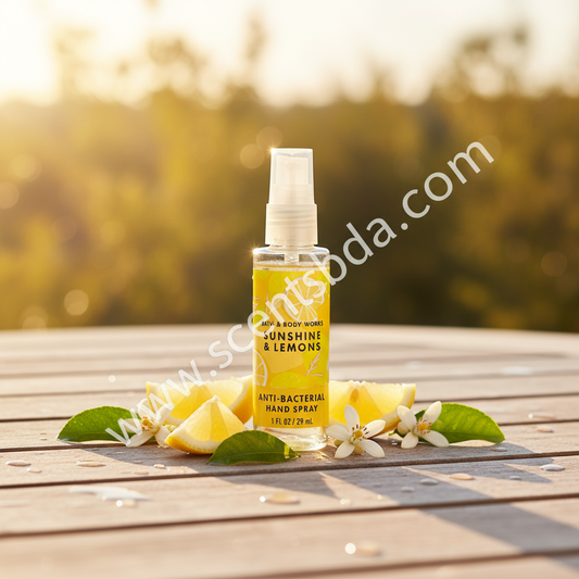 Sunshine & Lemons 1 fl oz Hand Sanitizer with fresh lemons and golden sunlight