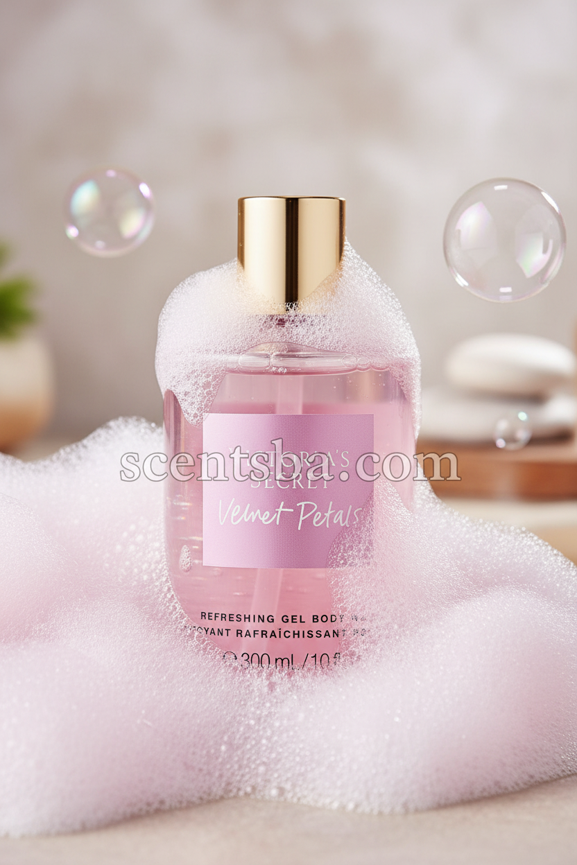 Velvet Petals body wash with bubbles