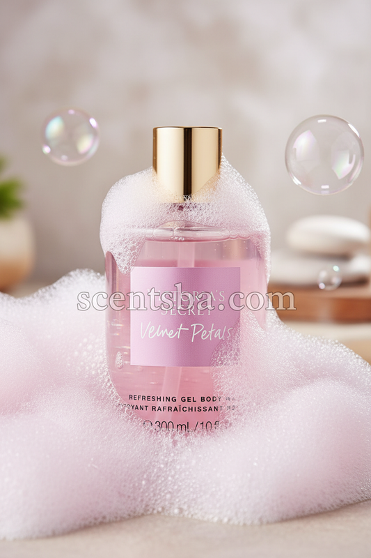 Velvet Petals body wash with bubbles