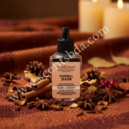 Football Season Wallflower Refill with cinnamon sticks, cloves, star anise and candlelight