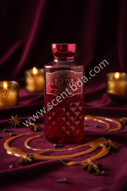 Winter Candy Apple Body Wash – Luxe Holiday Moody Background