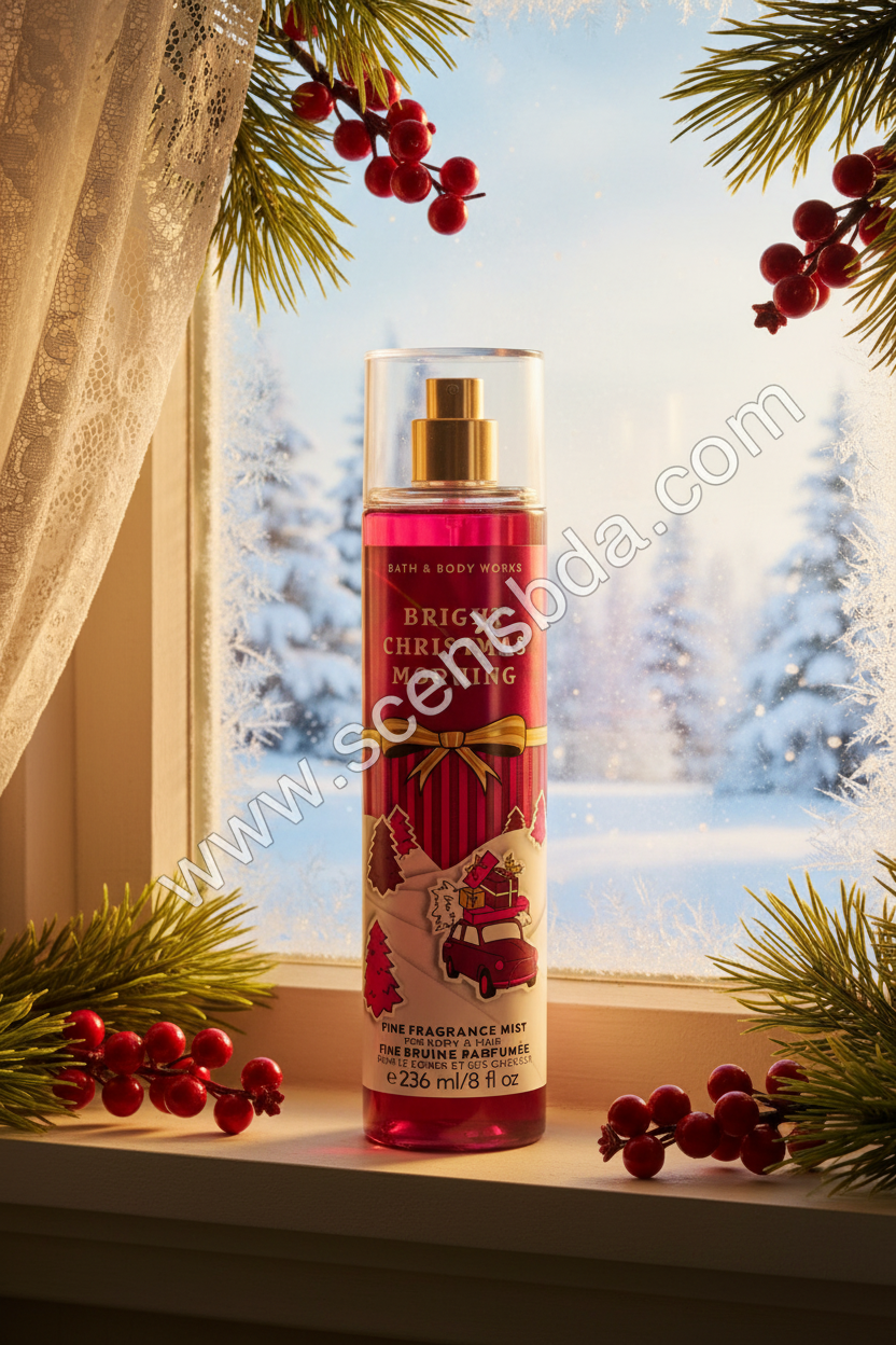 Bright Christmas Morning Fine Fragrance Mist – Frosted Windowsill Background