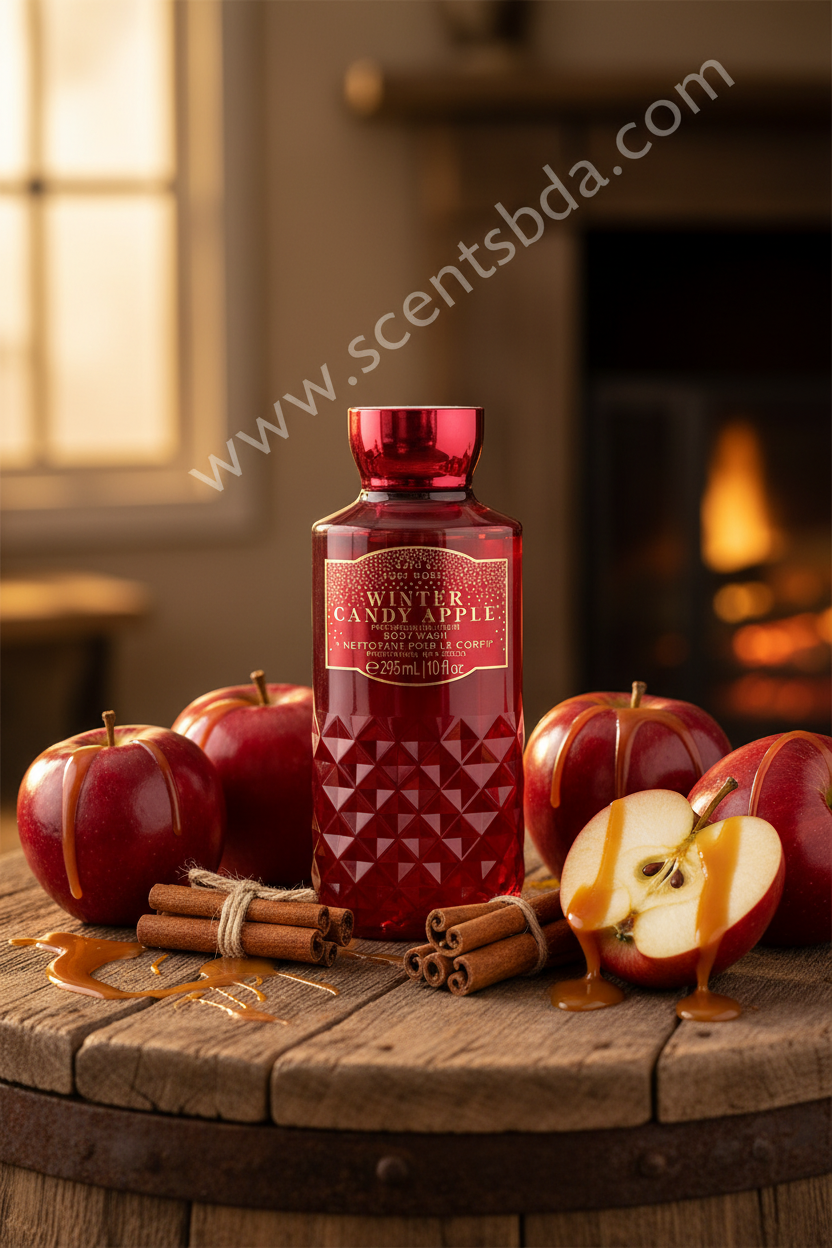 Winter Candy Apple Body Wash – Autumn Apple & Caramel Background