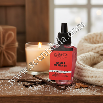 Twisted Peppermint Wallflower – Warm Vanilla & Cozy Winter Background