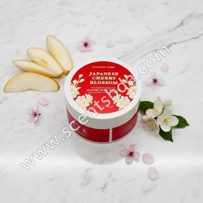 Japanese Cherry Blossom Whipped Body Butter – Marble & Asian Pear Background