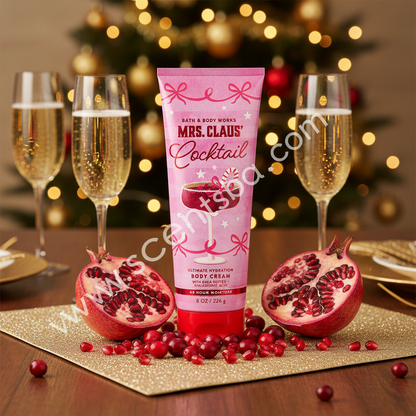 Mrs. Claus' Cocktail Body Cream – Holiday Table Background