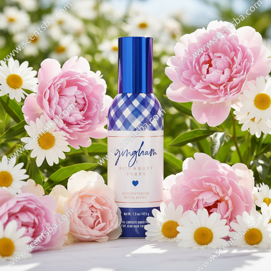 Gingham Room Spray - Garden in Bloom Background