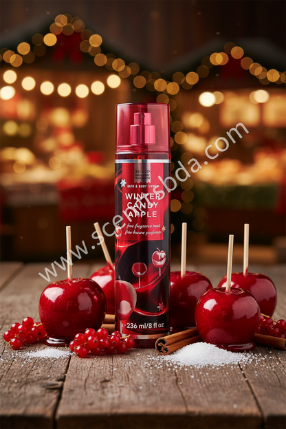 Winter Candy Apple Fine Fragrance Mist – Rustic Holiday Market Background