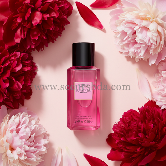 Bombshell Passion Fine Fragrance Mist Travel Size - Red Peony Blooms