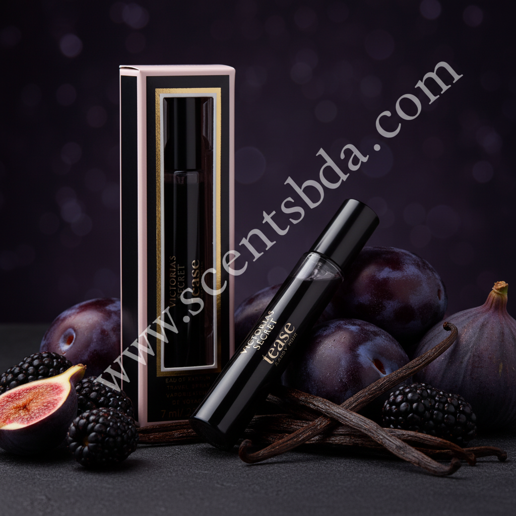 Tease Candy Noir Travel Size Perfume – Dark Plum & Black Vanilla Background