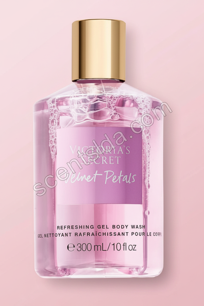 Velvet Petals body wash on solid background