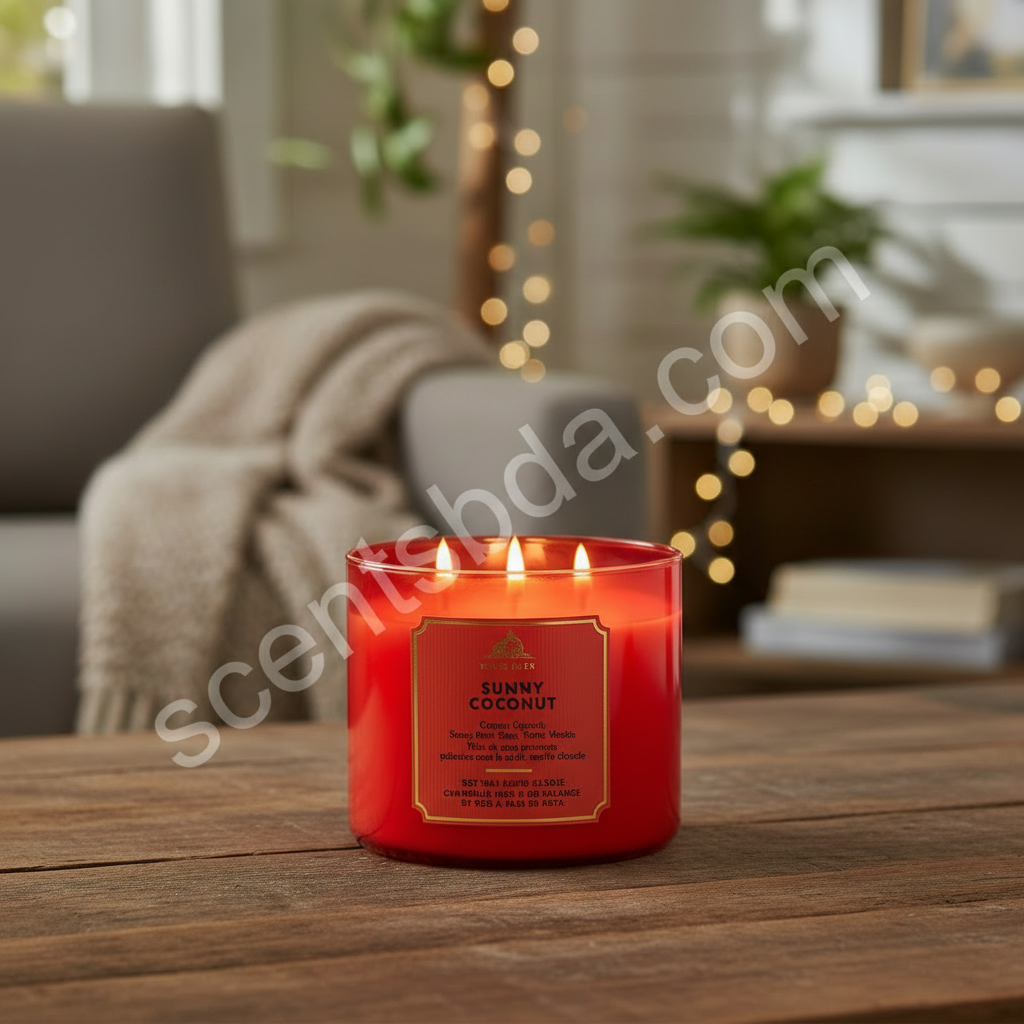 Sunny Coconut Candle - Indoor Lit with Watermark