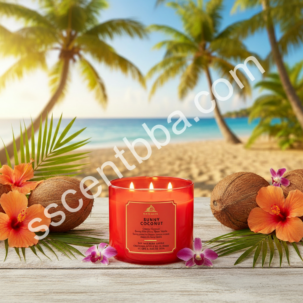 Sunny Coconut Candle - Tropical with Watermark